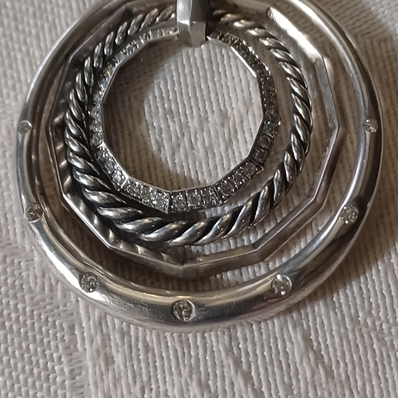 David Yurman Stax Medium Diamond Pendant Necklace, Sterling Silver - Picture 6 of 11